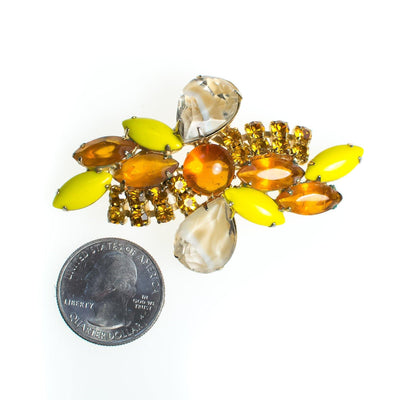 Vintage Juliana Brooch, Yellow Gemstones, Orange Gemstones, Gold Rhinestones, Gold Tone Setting by Juliana - Vintage Meet Modern Vintage Jewelry - Chicago, Illinois - #oldhollywoodglamour #vintagemeetmodern #designervintage #jewelrybox #antiquejewelry #vintagejewelry