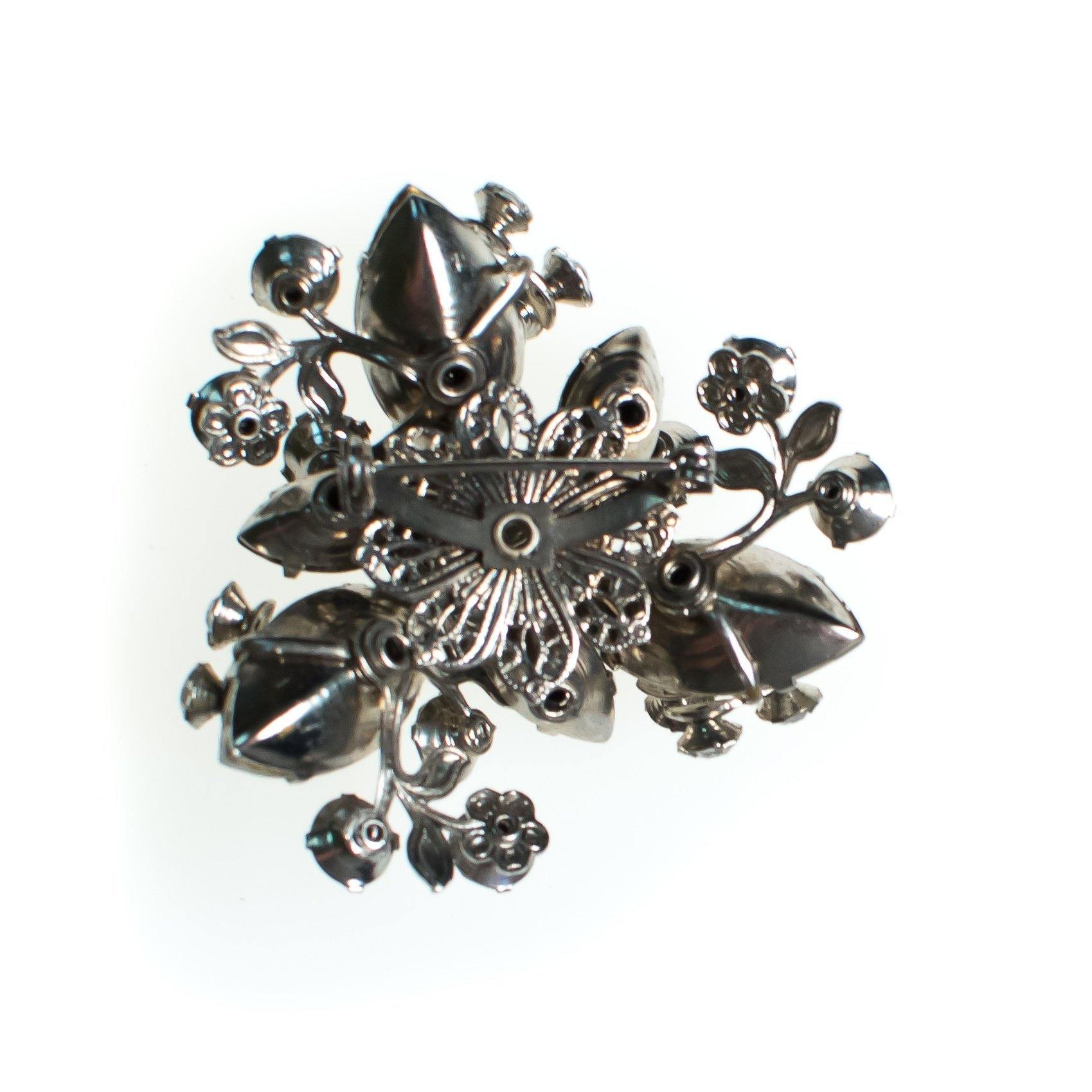 Vintage Black Diamond Smoke Gray Rhinestone Brooch, Diamante and Aurora Borealis Crystals, Brooches and Pins by Juliana - Vintage Meet Modern Vintage Jewelry - Chicago, Illinois - #oldhollywoodglamour #vintagemeetmodern #designervintage #jewelrybox #antiquejewelry #vintagejewelry