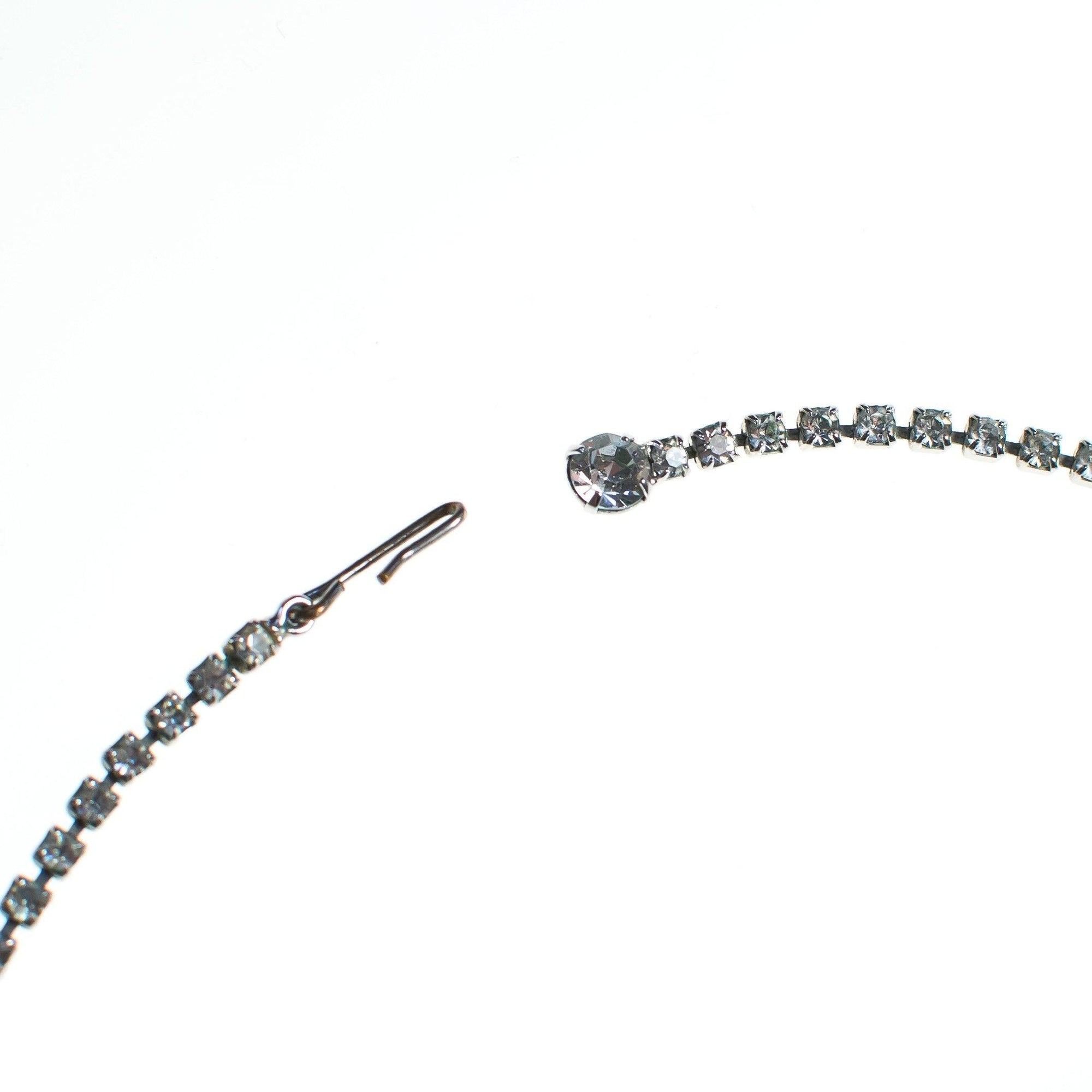 Vintage Art Deco Peter Pan Collar Rhinestone Silver Tone Necklace, Diamante Crystals, Fish Hook Clasp by Art Deco - Vintage Meet Modern Vintage Jewelry - Chicago, Illinois - #oldhollywoodglamour #vintagemeetmodern #designervintage #jewelrybox #antiquejewelry #vintagejewelry