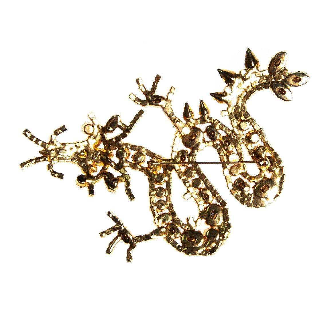 Vintage Chinese Dragon Brooch, Red, Blue, Green, Purple, and Clear Rhinestones, Gold Tone Setting, Brooches and Pins by 1980s - Vintage Meet Modern Vintage Jewelry - Chicago, Illinois - #oldhollywoodglamour #vintagemeetmodern #designervintage #jewelrybox #antiquejewelry #vintagejewelry