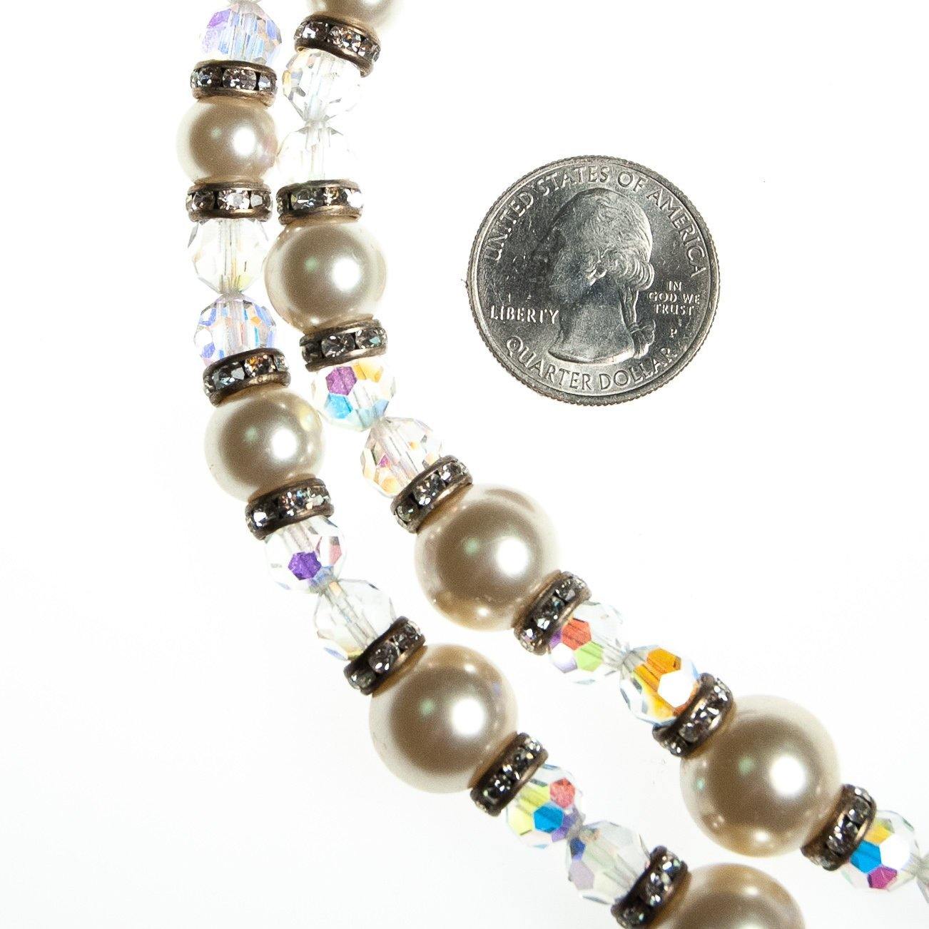 Vintage Multi-strand Necklace, Diamante Crystals, Clear Lucite Beads, Faux Pearls, Silver Setting, Fish Hook Clasp by 1950s - Vintage Meet Modern Vintage Jewelry - Chicago, Illinois - #oldhollywoodglamour #vintagemeetmodern #designervintage #jewelrybox #antiquejewelry #vintagejewelry