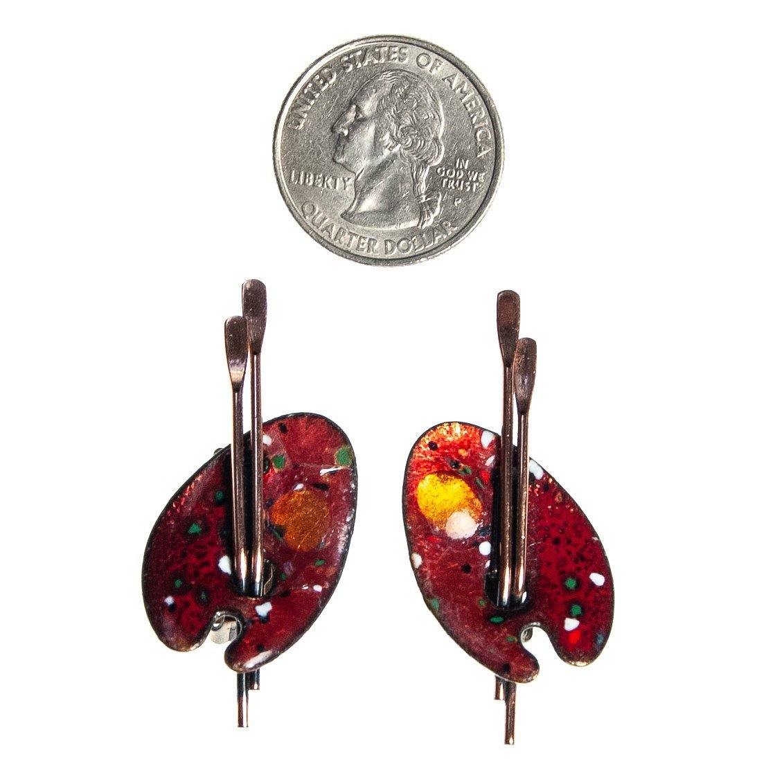 Vintage Matisse Painters Pallet Earrings, Red Lucite, Copper, Clip-on by Matisse - Vintage Meet Modern Vintage Jewelry - Chicago, Illinois - #oldhollywoodglamour #vintagemeetmodern #designervintage #jewelrybox #antiquejewelry #vintagejewelry