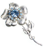 Vintage 1950s Coro Silver Flower Brooch with Light Blue Rhinestones, Silver Tone Setting, Brooches and Pins by Coro - Vintage Meet Modern Vintage Jewelry - Chicago, Illinois - #oldhollywoodglamour #vintagemeetmodern #designervintage #jewelrybox #antiquejewelry #vintagejewelry