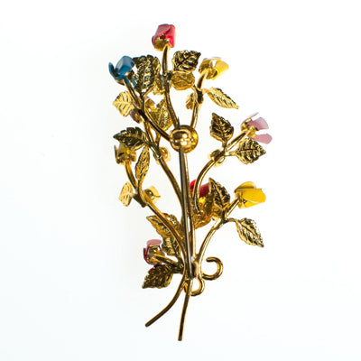 Vintage Made in Austria Red, Pink, Yellow, and Blue Flower Brooch, Aurora Borealis Rhinestones, Gold Tone Setting, Brooches and Pins by Austria - Vintage Meet Modern Vintage Jewelry - Chicago, Illinois - #oldhollywoodglamour #vintagemeetmodern #designervintage #jewelrybox #antiquejewelry #vintagejewelry