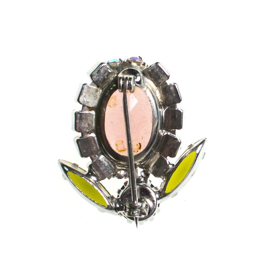 Vintage Pink and Purple Aurora Borealis Flower Brooch Silver Tone Setting, Brooches and Pins by Juliana - Vintage Meet Modern Vintage Jewelry - Chicago, Illinois - #oldhollywoodglamour #vintagemeetmodern #designervintage #jewelrybox #antiquejewelry #vintagejewelry