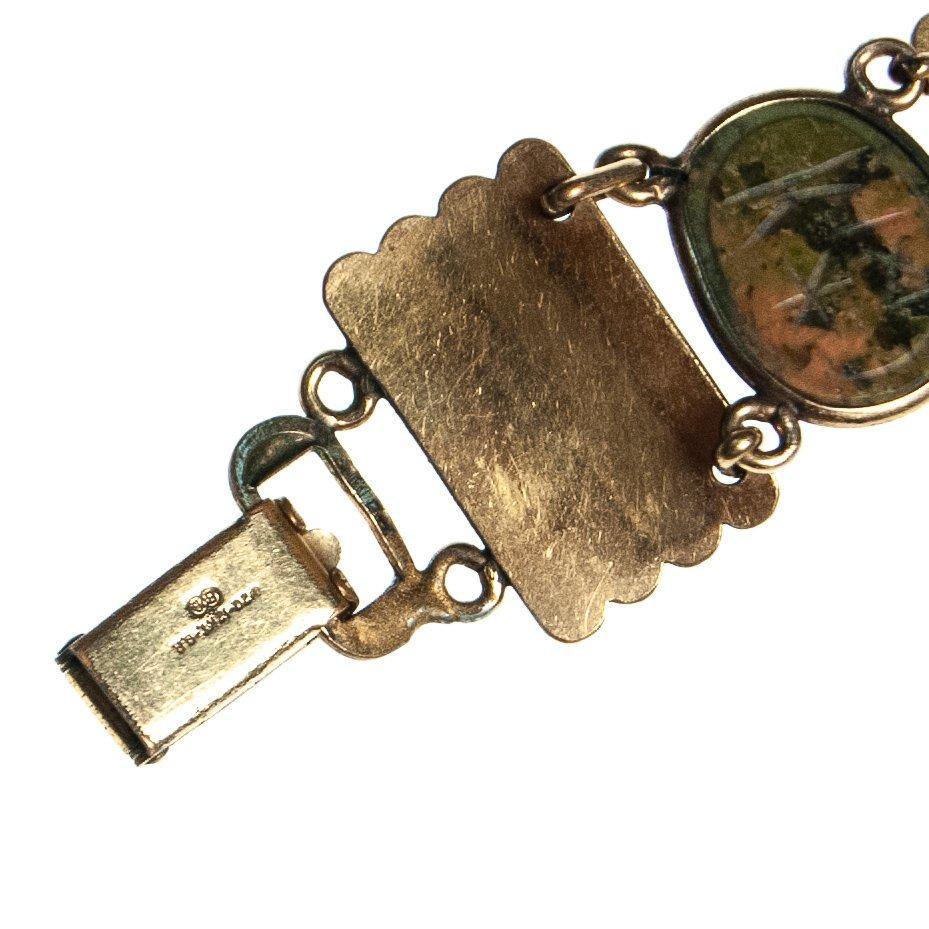 Vintage Scarab and Damascene Bracelet, Green, Red, Blue, and Green Gemstones, Gold Tone Setting, Snap Lock Clasp by Damascene - Vintage Meet Modern Vintage Jewelry - Chicago, Illinois - #oldhollywoodglamour #vintagemeetmodern #designervintage #jewelrybox #antiquejewelry #vintagejewelry