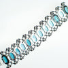 Vintage Turquoise Blue Lucite Bracelet, Blue Iridescent Rhinestones, Silver Tone, Snap Lock Clasp by 1950s - Vintage Meet Modern Vintage Jewelry - Chicago, Illinois - #oldhollywoodglamour #vintagemeetmodern #designervintage #jewelrybox #antiquejewelry #vintagejewelry