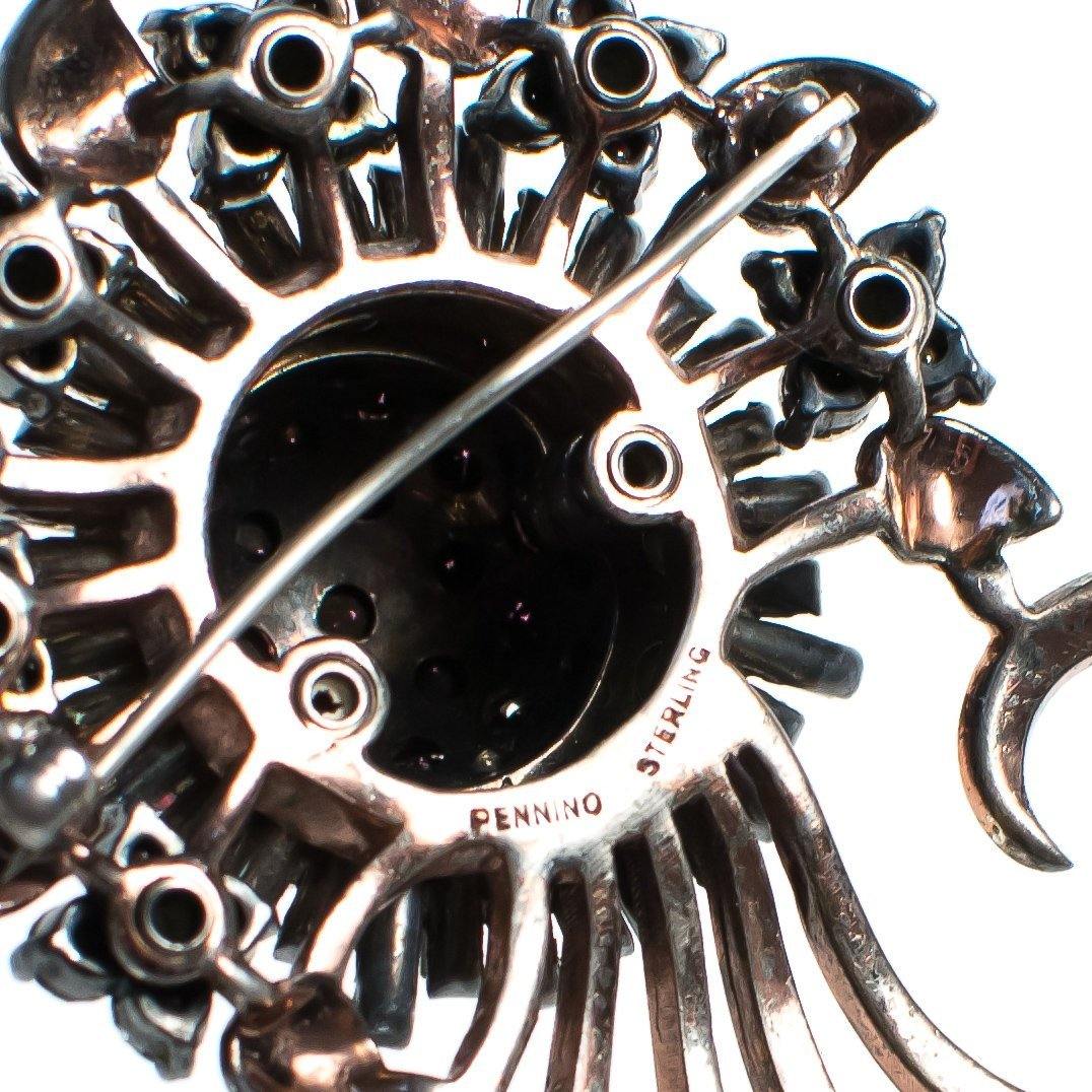 Vintage Pennino Sterlin Silver Brooch, Pink and Clear Rhinestones, Silver Tone Setting, Brooches and Pins by Pennino - Vintage Meet Modern Vintage Jewelry - Chicago, Illinois - #oldhollywoodglamour #vintagemeetmodern #designervintage #jewelrybox #antiquejewelry #vintagejewelry