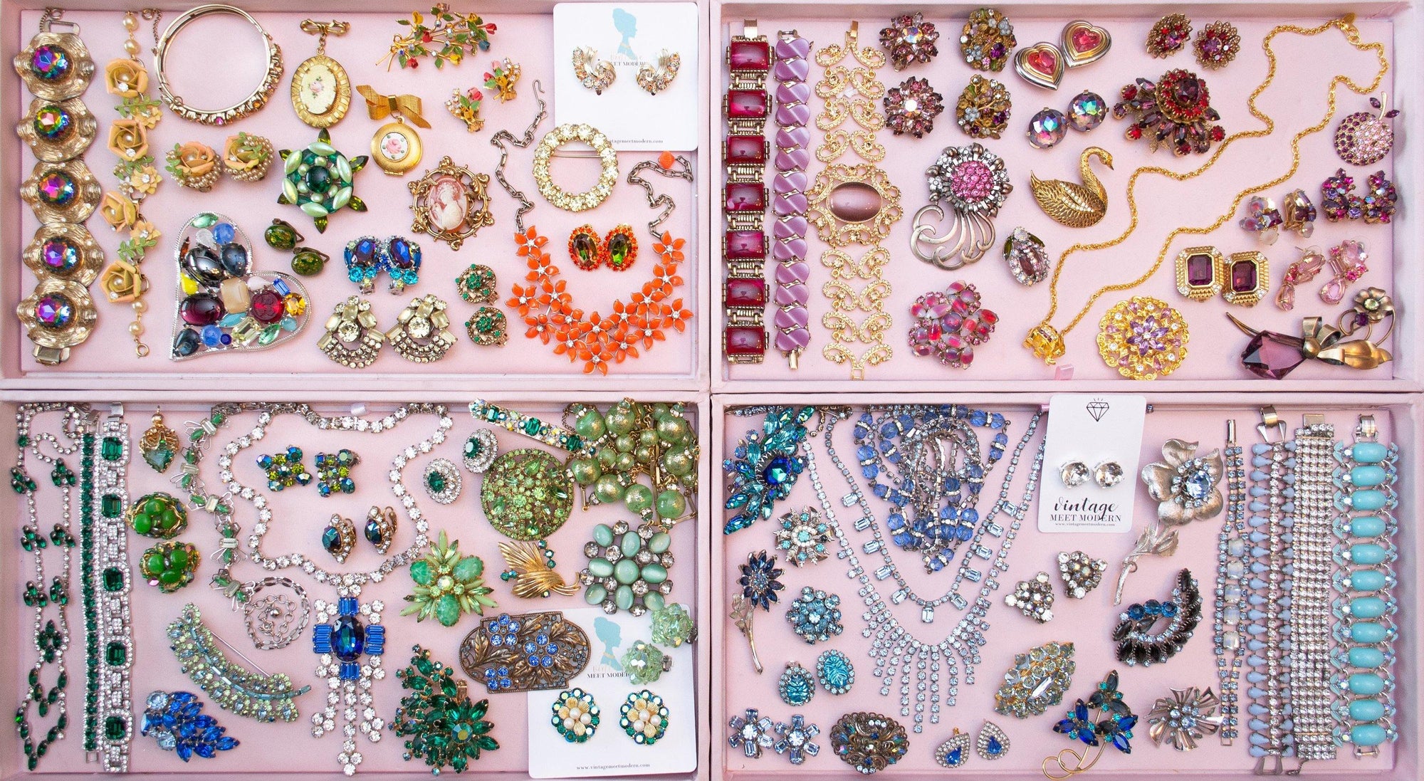 Vintage Pennino Sterlin Silver Brooch, Pink and Clear Rhinestones, Silver Tone Setting, Brooches and Pins by Pennino - Vintage Meet Modern Vintage Jewelry - Chicago, Illinois - #oldhollywoodglamour #vintagemeetmodern #designervintage #jewelrybox #antiquejewelry #vintagejewelry