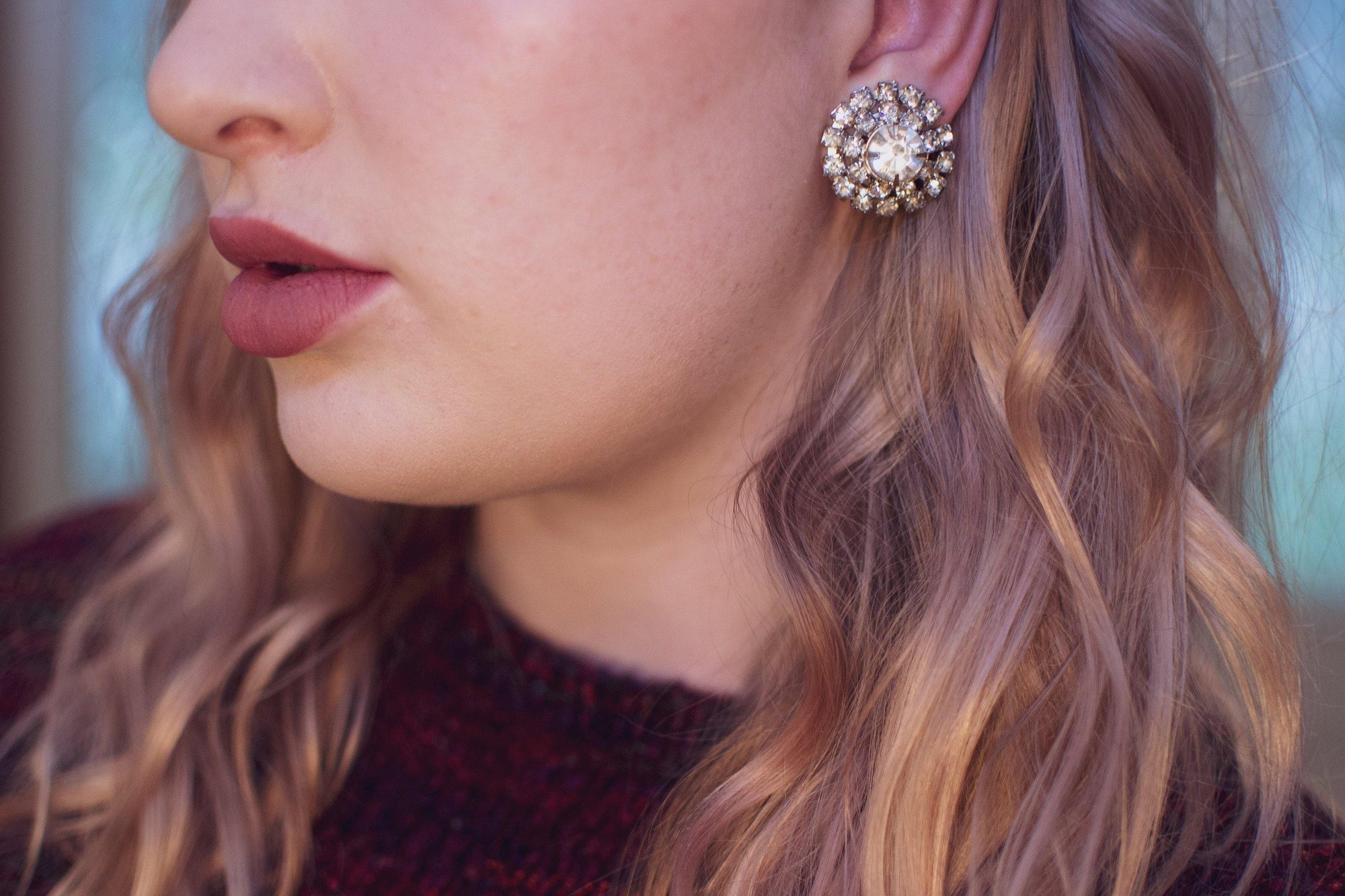 Vintage Round Diamante Crystal Rhinestone Earrings, Silver Tone Setting, Clip-on by Art Deco - Vintage Meet Modern Vintage Jewelry - Chicago, Illinois - #oldhollywoodglamour #vintagemeetmodern #designervintage #jewelrybox #antiquejewelry #vintagejewelry