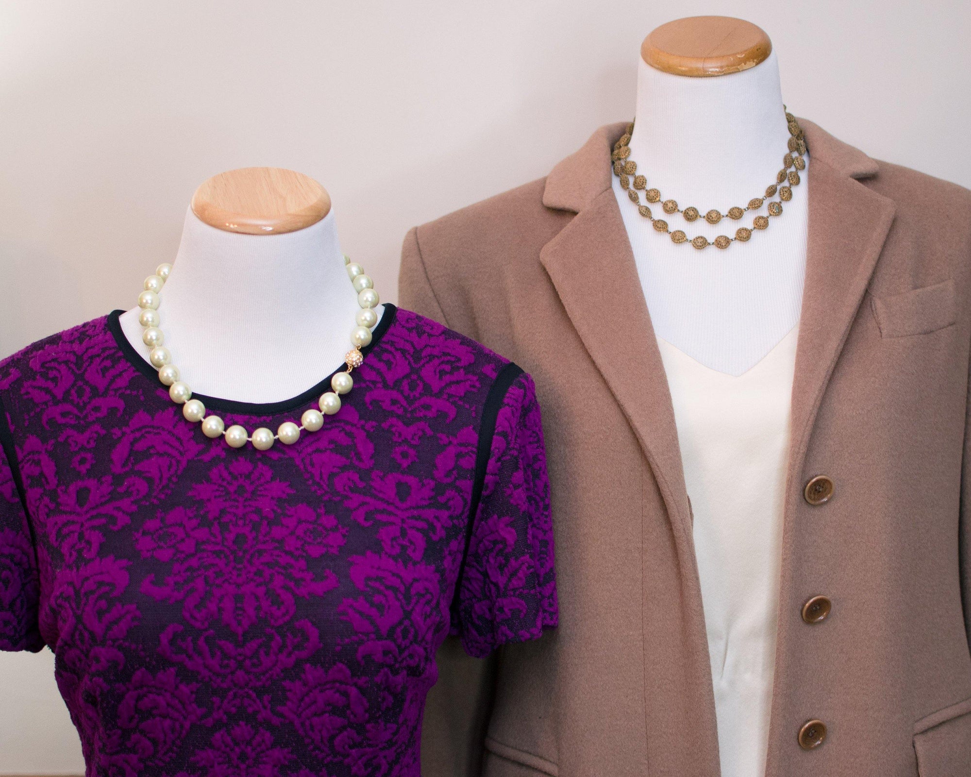 Vintage 1940s Gold Gilt Filigree Double Strand Beaded Necklace by 1940s - Vintage Meet Modern Vintage Jewelry - Chicago, Illinois - #oldhollywoodglamour #vintagemeetmodern #designervintage #jewelrybox #antiquejewelry #vintagejewelry