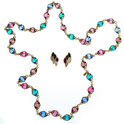 Vintage Swarovski Crystal Earrings in Jewel Toes, Green Pink and Blue, Flame Ear Crawler Design by Swarovski - Vintage Meet Modern Vintage Jewelry - Chicago, Illinois - #oldhollywoodglamour #vintagemeetmodern #designervintage #jewelrybox #antiquejewelry #vintagejewelry