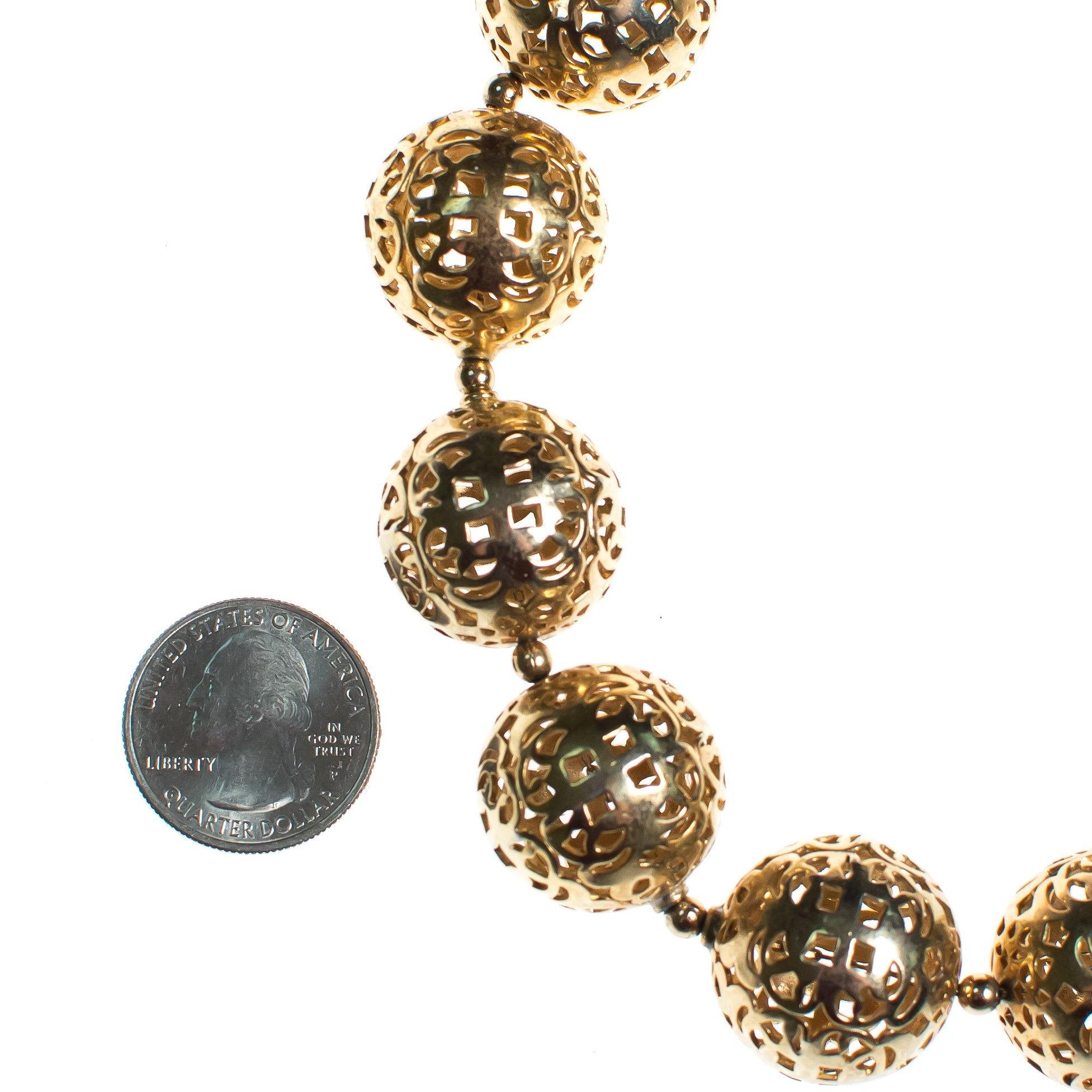 Vintage Napier Chunky Filigree Bead Necklace by Napier - Vintage Meet Modern Vintage Jewelry - Chicago, Illinois - #oldhollywoodglamour #vintagemeetmodern #designervintage #jewelrybox #antiquejewelry #vintagejewelry