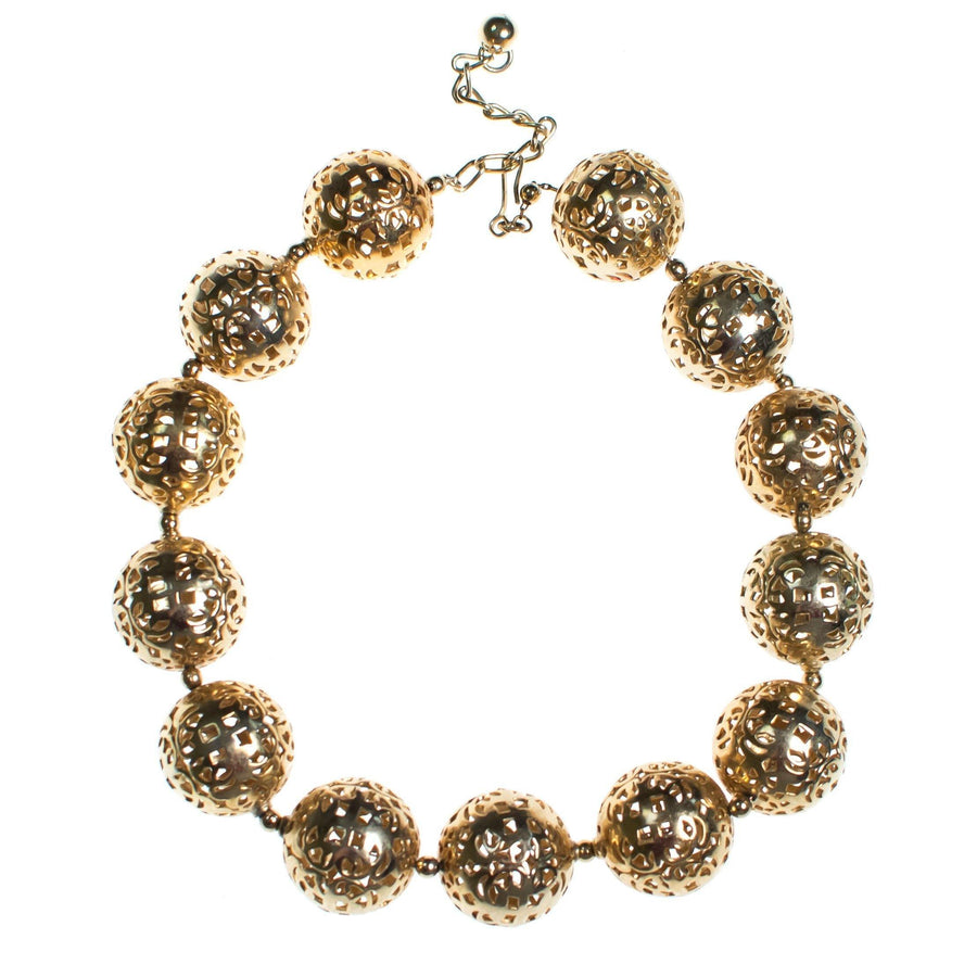 Vintage Napier Chunky Filigree Bead Necklace by Napier - Vintage Meet Modern Vintage Jewelry - Chicago, Illinois - #oldhollywoodglamour #vintagemeetmodern #designervintage #jewelrybox #antiquejewelry #vintagejewelry