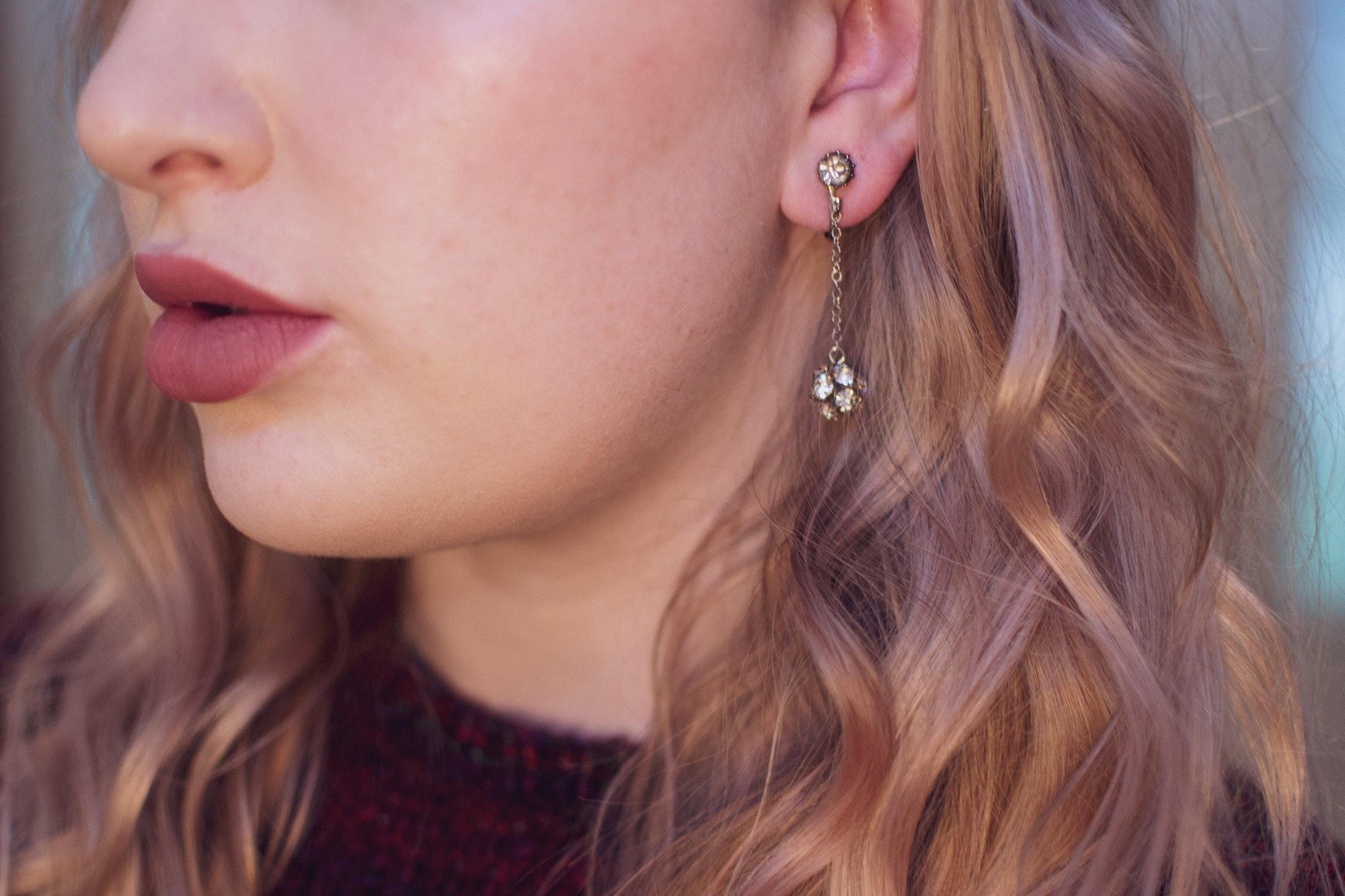 Vintage Crystal Ball Statement Earrings, Diamante Crystals, Clip-on Dangle Earrings by Art Deco - Vintage Meet Modern Vintage Jewelry - Chicago, Illinois - #oldhollywoodglamour #vintagemeetmodern #designervintage #jewelrybox #antiquejewelry #vintagejewelry