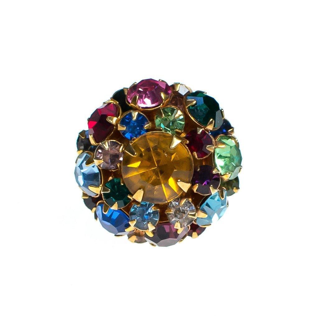 Vintage Judy Lee Rainbow Rhinestone Statement Ring