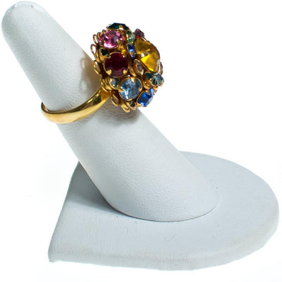 Vintage Judy Lee Rainbow Rhinestone Statement Ring by Judy Lee - Vintage Meet Modern Vintage Jewelry - Chicago, Illinois - #oldhollywoodglamour #vintagemeetmodern #designervintage #jewelrybox #antiquejewelry #vintagejewelry