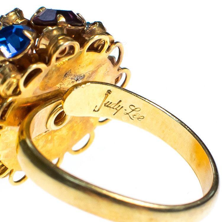 Vintage Judy Lee Rainbow Rhinestone Statement Ring by Judy Lee - Vintage Meet Modern Vintage Jewelry - Chicago, Illinois - #oldhollywoodglamour #vintagemeetmodern #designervintage #jewelrybox #antiquejewelry #vintagejewelry