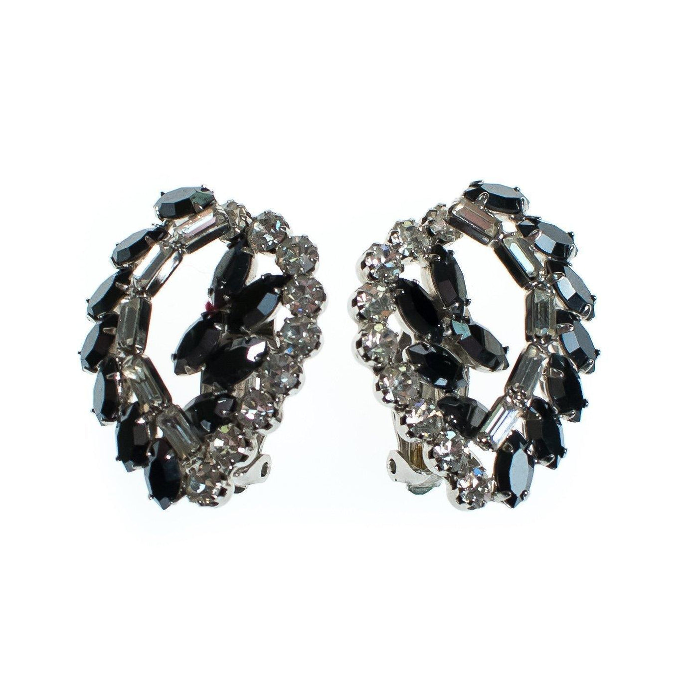Vintage Juliana Hematite and Diamante Rhinestone Statement Earrings, Clip On
