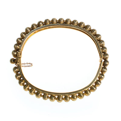 Vintage Gold Bead Hinged Bangle Bracelet by Bangle - Vintage Meet Modern Vintage Jewelry - Chicago, Illinois - #oldhollywoodglamour #vintagemeetmodern #designervintage #jewelrybox #antiquejewelry #vintagejewelry
