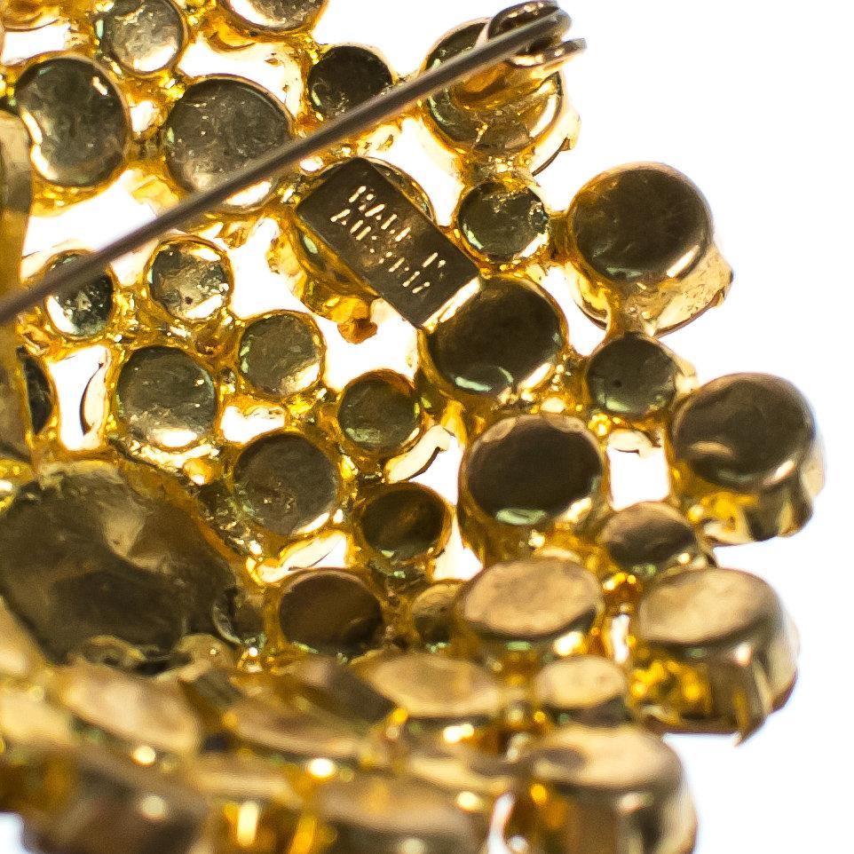 Vintage Austrian Champagne and Gold Rhinestone Domed Medallion Brooch by Austria - Vintage Meet Modern Vintage Jewelry - Chicago, Illinois - #oldhollywoodglamour #vintagemeetmodern #designervintage #jewelrybox #antiquejewelry #vintagejewelry