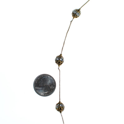 Vintage 1940s Gilt Rhinestone Ball Necklace by 1940s - Vintage Meet Modern Vintage Jewelry - Chicago, Illinois - #oldhollywoodglamour #vintagemeetmodern #designervintage #jewelrybox #antiquejewelry #vintagejewelry