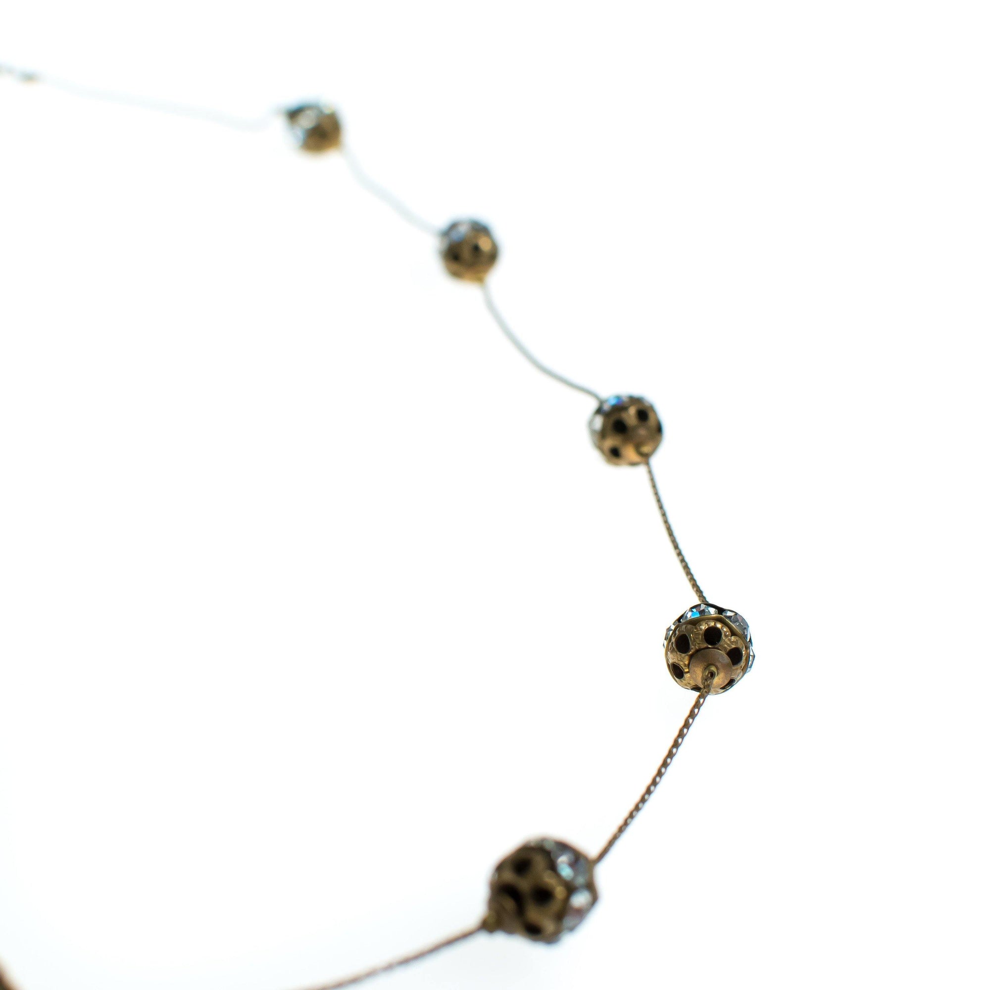 Vintage 1940s Gilt Rhinestone Ball Necklace by 1940s - Vintage Meet Modern Vintage Jewelry - Chicago, Illinois - #oldhollywoodglamour #vintagemeetmodern #designervintage #jewelrybox #antiquejewelry #vintagejewelry