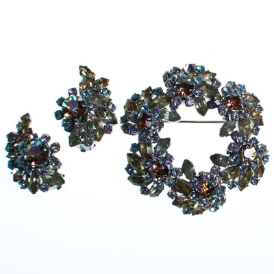 Vintage Austrian Brooch Multi-colored Aurora Borealis Rhinestones, Silver Tone Setting, Brooches and Pins by Austria - Vintage Meet Modern Vintage Jewelry - Chicago, Illinois - #oldhollywoodglamour #vintagemeetmodern #designervintage #jewelrybox #antiquejewelry #vintagejewelry