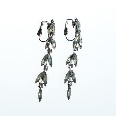 Vintage Art Deco Marquise Crystal Drop Statement Earrings, Clip On, Old Hollywood Glam by Art Deco - Vintage Meet Modern Vintage Jewelry - Chicago, Illinois - #oldhollywoodglamour #vintagemeetmodern #designervintage #jewelrybox #antiquejewelry #vintagejewelry