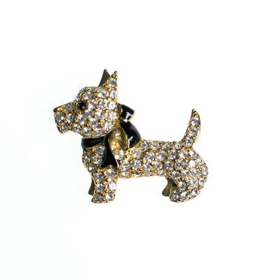 Vintage Monet Rhinestone Scotty Brooch, Diamante Crystals, Gold Tone Setting, Brooches and Pins by Monet - Vintage Meet Modern Vintage Jewelry - Chicago, Illinois - #oldhollywoodglamour #vintagemeetmodern #designervintage #jewelrybox #antiquejewelry #vintagejewelry
