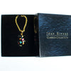 Vintage Joan Rivers Heart Imperia Egg Pendant Black Pendant with colorful Hearts Gold Tone Chain Lobster Clasp by Joan Rivers - Vintage Meet Modern Vintage Jewelry - Chicago, Illinois - #oldhollywoodglamour #vintagemeetmodern #designervintage #jewelrybox #antiquejewelry #vintagejewelry