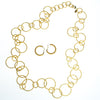 Vintage Joan Rivers Brushed Gold Large Circular Link Necklace and Hoop Earrings Set, Gold Tone Setting, Pierced, Lobster Claw Clasp by Joan Rivers - Vintage Meet Modern Vintage Jewelry - Chicago, Illinois - #oldhollywoodglamour #vintagemeetmodern #designervintage #jewelrybox #antiquejewelry #vintagejewelry
