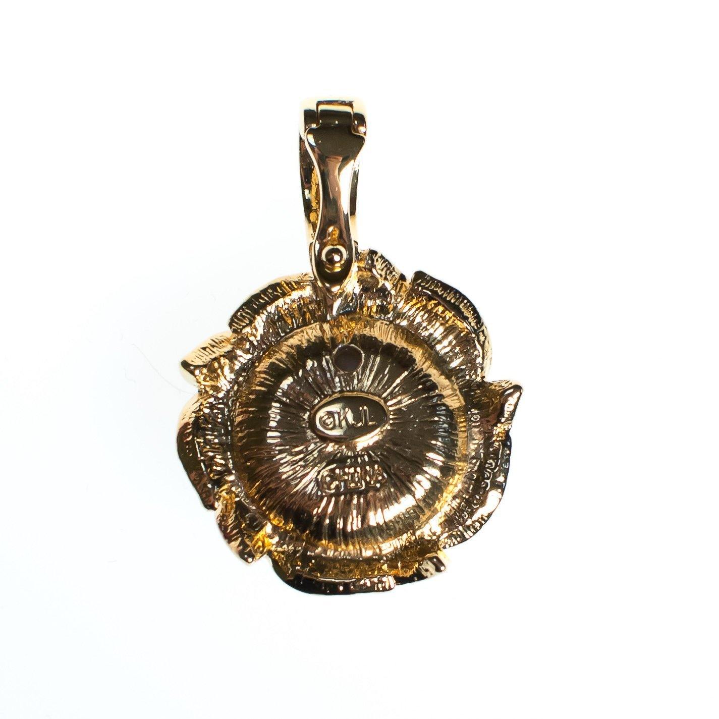 Vintage Kenneth Jay Lane Pendant, Black Pearl, Earth Tone Interchangeable Faux Pearls, Diamante Crystals, Gold Tone Setting by Kenneth Jay Lane - Vintage Meet Modern Vintage Jewelry - Chicago, Illinois - #oldhollywoodglamour #vintagemeetmodern #designervintage #jewelrybox #antiquejewelry #vintagejewelry