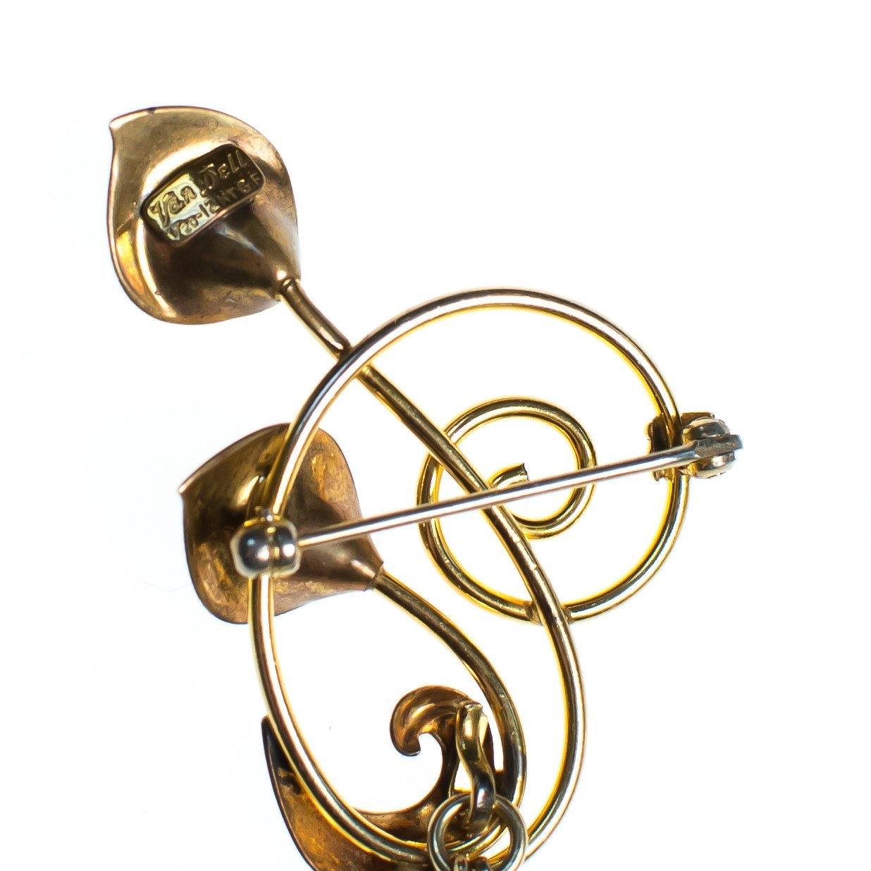 Vintage 1940s Van Dell Chatelaine Brooch, Blue Rhinestones, Gold Tone Setting, Brooches and Pins by Van Dell - Vintage Meet Modern Vintage Jewelry - Chicago, Illinois - #oldhollywoodglamour #vintagemeetmodern #designervintage #jewelrybox #antiquejewelry #vintagejewelry