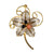 Vintage Flower White Lily Brooch, White Enamel, Black and Pink Lucite Beads, Gold Tone Setting, Brooches and Pins