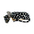 Vintage Kenneth Jay Lane Leopard Brooch, Black with White Spots, Green Rhinestones, Clear Rhinestones, Fur Clip, Dress Clip