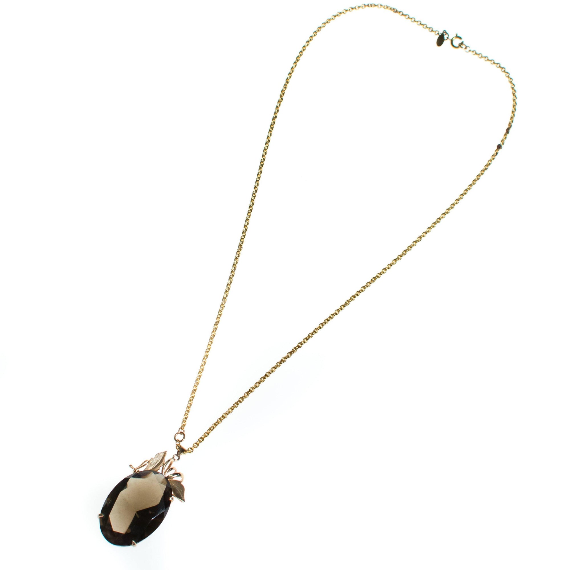 Vintage Cadoro Art Nouveau Inspired Huge Smokey Topaz Pendant Necklace by Cadoro - Vintage Meet Modern Vintage Jewelry - Chicago, Illinois - #oldhollywoodglamour #vintagemeetmodern #designervintage #jewelrybox #antiquejewelry #vintagejewelry