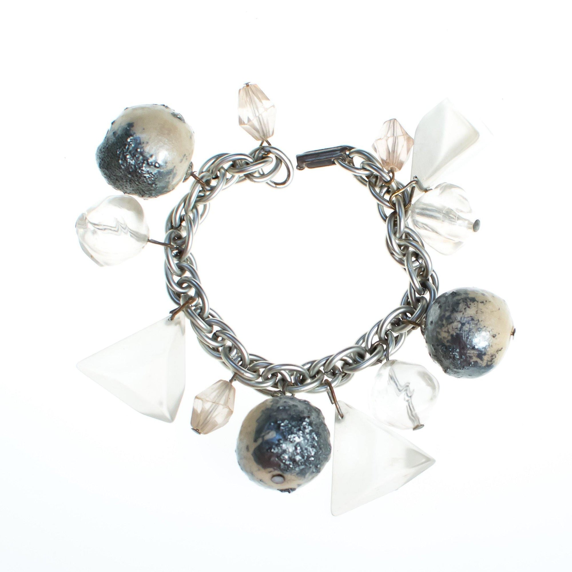 Vintage 1960s Chunky Lucite and Gray Bubble Bead Bracelet by Mid Century Modern - Vintage Meet Modern Vintage Jewelry - Chicago, Illinois - #oldhollywoodglamour #vintagemeetmodern #designervintage #jewelrybox #antiquejewelry #vintagejewelry