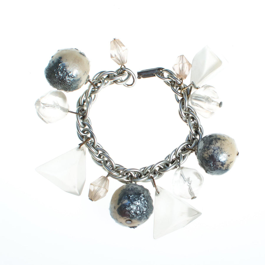Vintage 1960s Chunky Lucite and Gray Bubble Bead Bracelet by Mid Century Modern - Vintage Meet Modern Vintage Jewelry - Chicago, Illinois - #oldhollywoodglamour #vintagemeetmodern #designervintage #jewelrybox #antiquejewelry #vintagejewelry