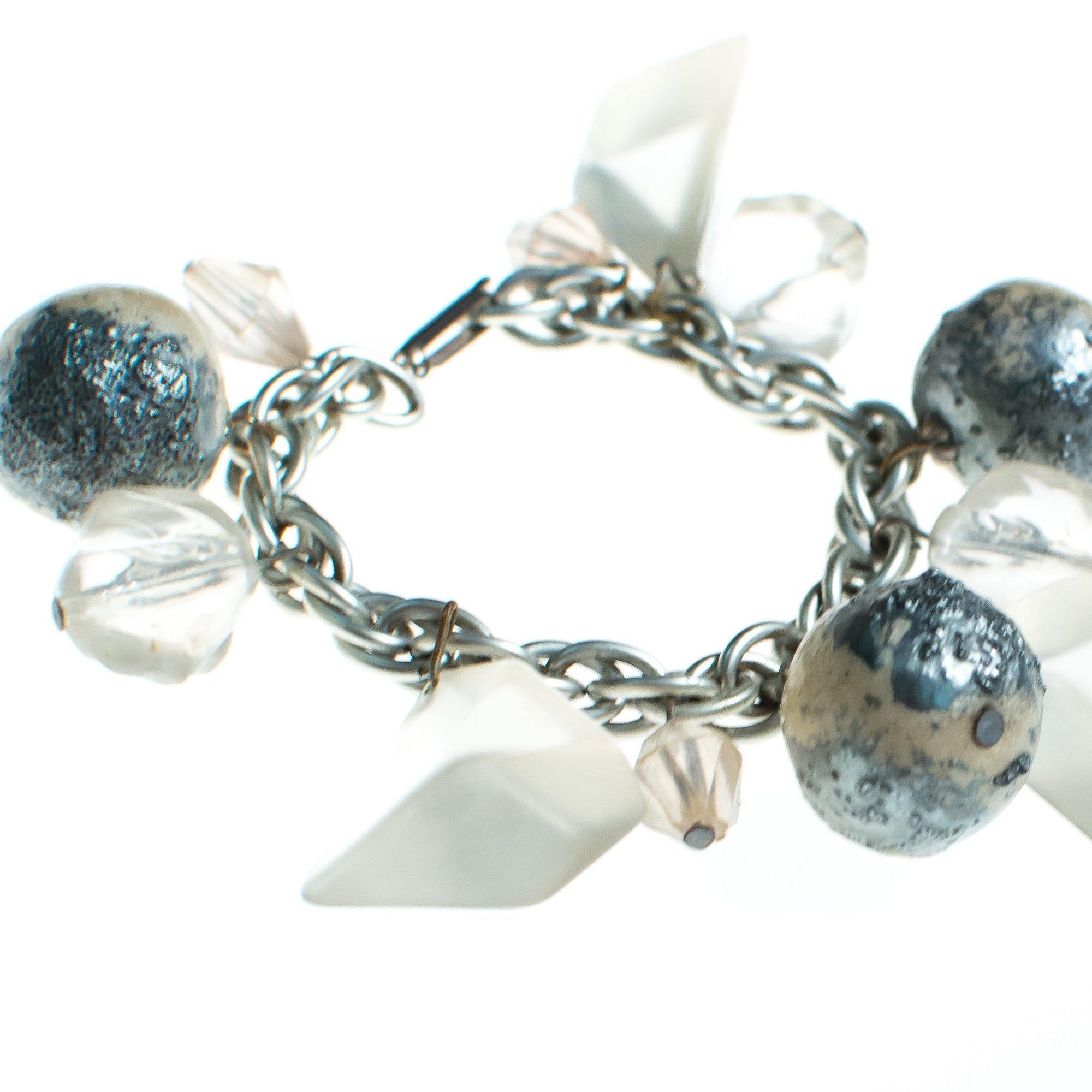 Vintage 1960s Chunky Lucite and Gray Bubble Bead Bracelet by Mid Century Modern - Vintage Meet Modern Vintage Jewelry - Chicago, Illinois - #oldhollywoodglamour #vintagemeetmodern #designervintage #jewelrybox #antiquejewelry #vintagejewelry