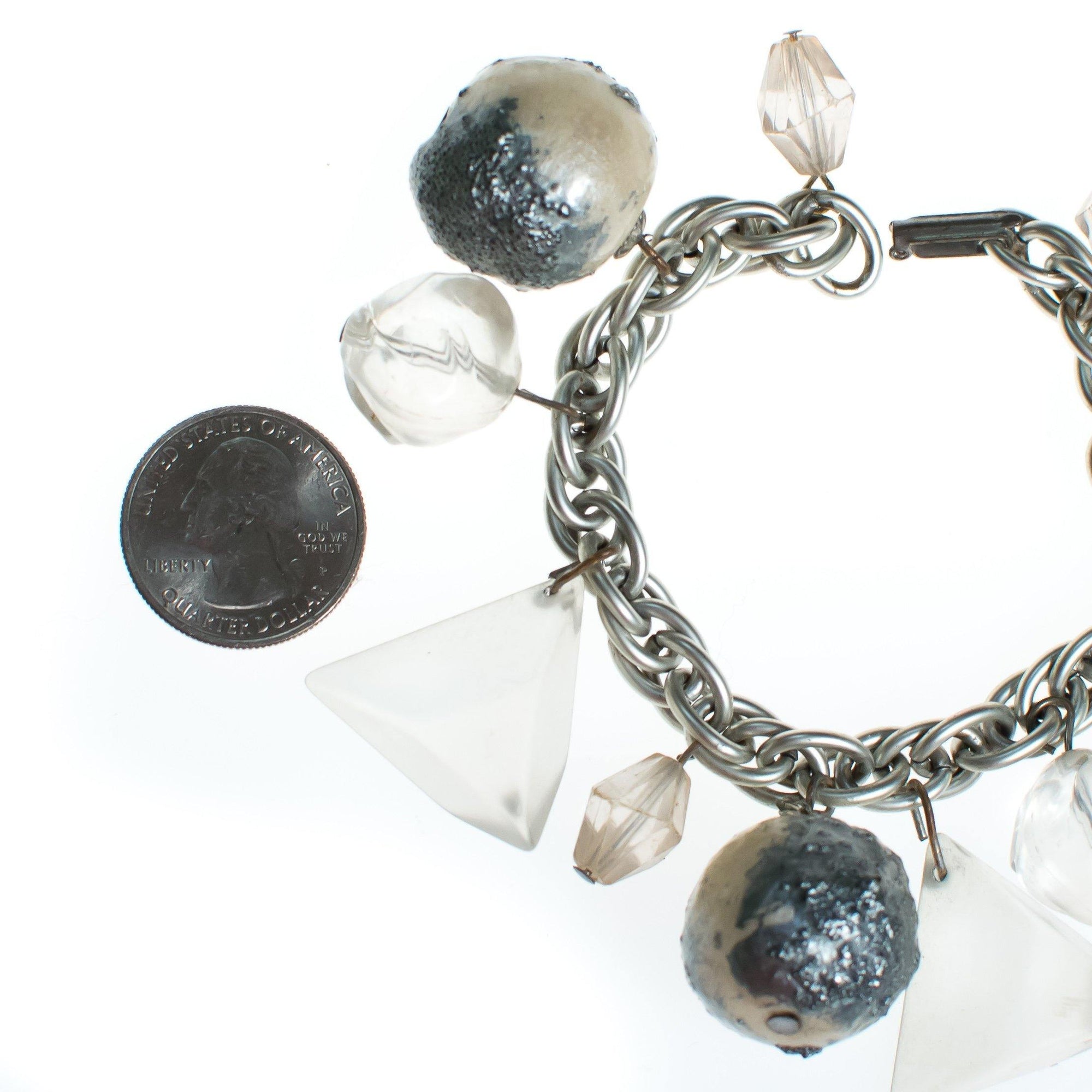 Vintage 1960s Chunky Lucite and Gray Bubble Bead Bracelet by Mid Century Modern - Vintage Meet Modern Vintage Jewelry - Chicago, Illinois - #oldhollywoodglamour #vintagemeetmodern #designervintage #jewelrybox #antiquejewelry #vintagejewelry