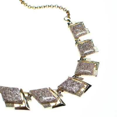 Vintage Glitter Lucite  Necklace, Gold, Silver, and Clear Lucite Gemstones, Fish Hook Clasp by Lucite - Vintage Meet Modern Vintage Jewelry - Chicago, Illinois - #oldhollywoodglamour #vintagemeetmodern #designervintage #jewelrybox #antiquejewelry #vintagejewelry