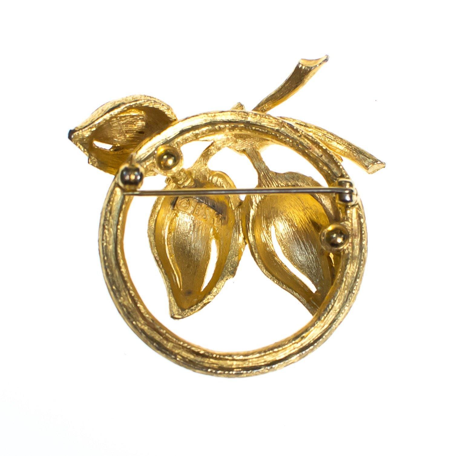 Vintage BSK Flower Brooch, Diamante Crystals, Brushed Gold Tone Setting, Brooches and Pins by BSK - Vintage Meet Modern Vintage Jewelry - Chicago, Illinois - #oldhollywoodglamour #vintagemeetmodern #designervintage #jewelrybox #antiquejewelry #vintagejewelry