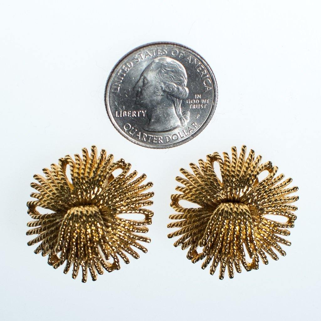 Vintage 1960s Retro Glam Monet Fringed Tassel Design Gold Statement Earrings by Monet - Vintage Meet Modern Vintage Jewelry - Chicago, Illinois - #oldhollywoodglamour #vintagemeetmodern #designervintage #jewelrybox #antiquejewelry #vintagejewelry