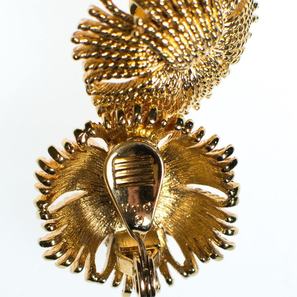 Vintage 1960s Retro Glam Monet Fringed Tassel Design Gold Statement Earrings by Monet - Vintage Meet Modern Vintage Jewelry - Chicago, Illinois - #oldhollywoodglamour #vintagemeetmodern #designervintage #jewelrybox #antiquejewelry #vintagejewelry