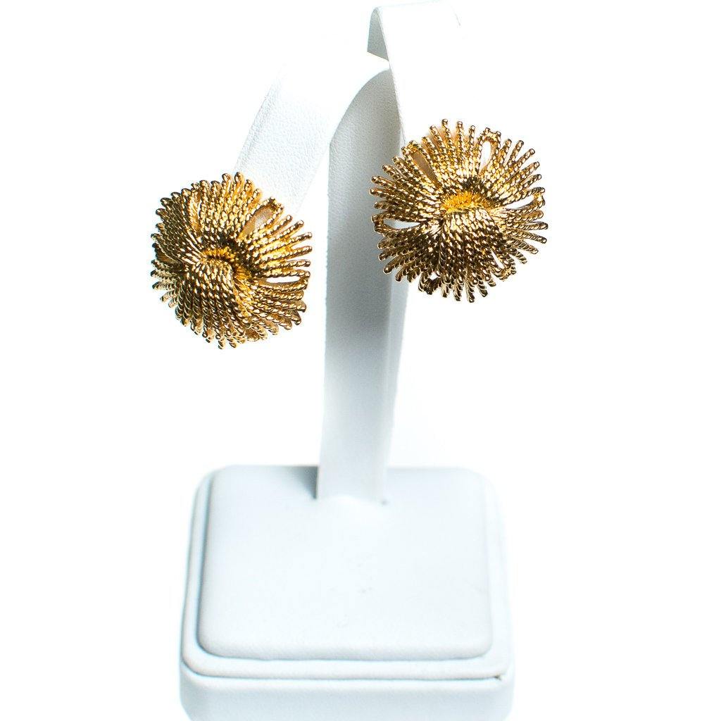 Vintage 1960s Retro Glam Monet Fringed Tassel Design Gold Statement Earrings by Monet - Vintage Meet Modern Vintage Jewelry - Chicago, Illinois - #oldhollywoodglamour #vintagemeetmodern #designervintage #jewelrybox #antiquejewelry #vintagejewelry