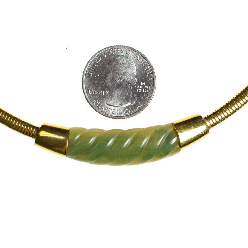 Vintage Givenchy Couture Light Green Bakelite Modernist Collar Necklace by Givenchy - Vintage Meet Modern Vintage Jewelry - Chicago, Illinois - #oldhollywoodglamour #vintagemeetmodern #designervintage #jewelrybox #antiquejewelry #vintagejewelry