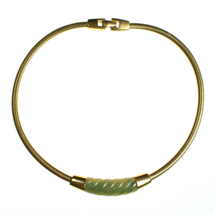 Vintage Givenchy Couture Light Green Bakelite Modernist Collar Necklace by Givenchy - Vintage Meet Modern Vintage Jewelry - Chicago, Illinois - #oldhollywoodglamour #vintagemeetmodern #designervintage #jewelrybox #antiquejewelry #vintagejewelry