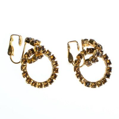 Vintage Amber Rhinestone Doorknocker Hoop Statement Earrings, Clip On by 1950s - Vintage Meet Modern Vintage Jewelry - Chicago, Illinois - #oldhollywoodglamour #vintagemeetmodern #designervintage #jewelrybox #antiquejewelry #vintagejewelry