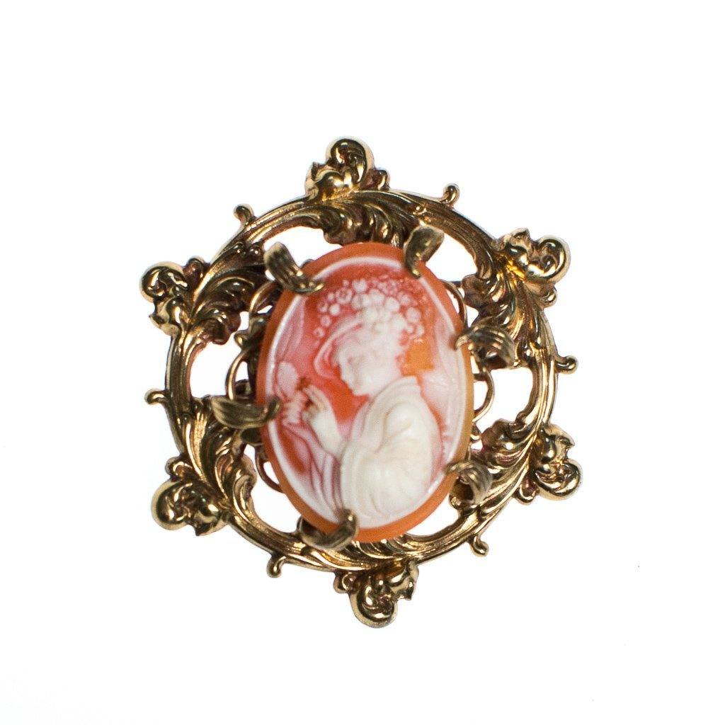 Vintage Victoria Inspired Lucite Cameo Brooch Lady with Hat Silhouette